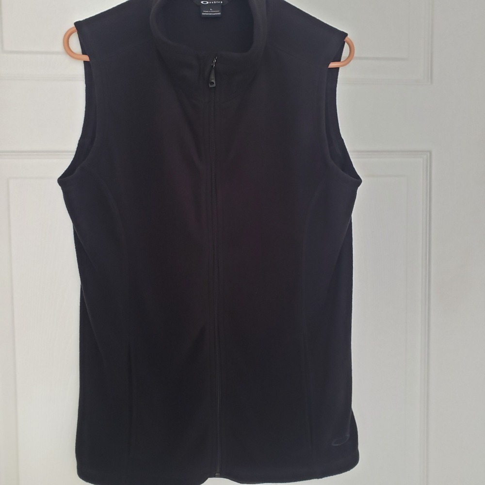 Oakley Fleece Vest Mens Full Zip Mock Neck Sleeveless Pockets Black Size L